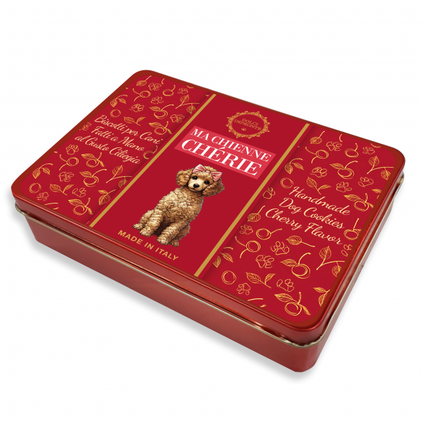 Dolci Impronte - Trilogy Collection - Ma Chienne Chérie - Cherry-Flavored Biscuits 150g - Red Tin Box-