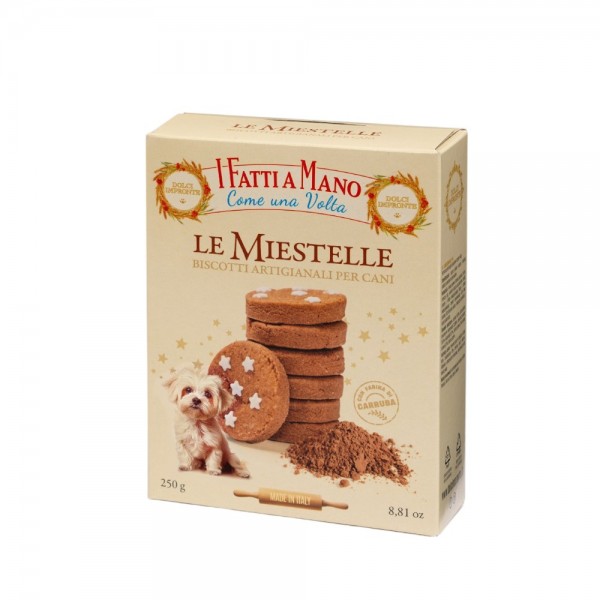 Dolci Impronte – Hand-Made – Miestelle – Pack of 6 Boxes Shortbread Cookies with Carob – 250g