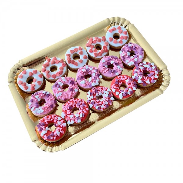 Dolci Impronte – Tray of 15 Mini Donuts with Hearts – 275g