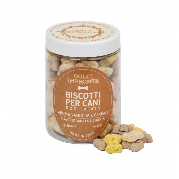 Dolci Impronte – I Piccolini – Dog Biscuits – Vanilla and Cereal Flavor – 180g