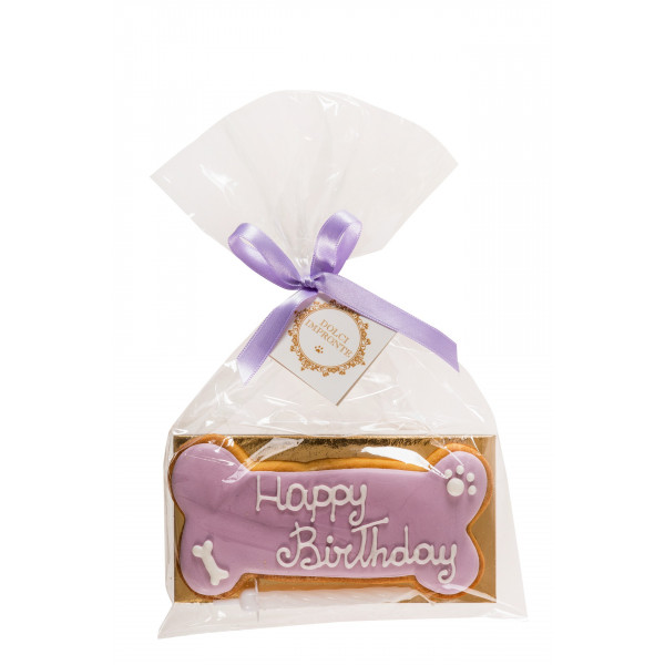 Dolci Impronte - Birthday Bone Lilla  - 85 gr – Biscotto in Pasta Frolla Fatto a Mano